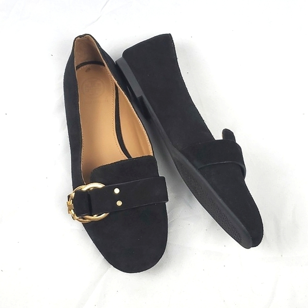 Tory Burch Marsden Black Suede Smoking Flat